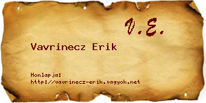 Vavrinecz Erik névjegykártya